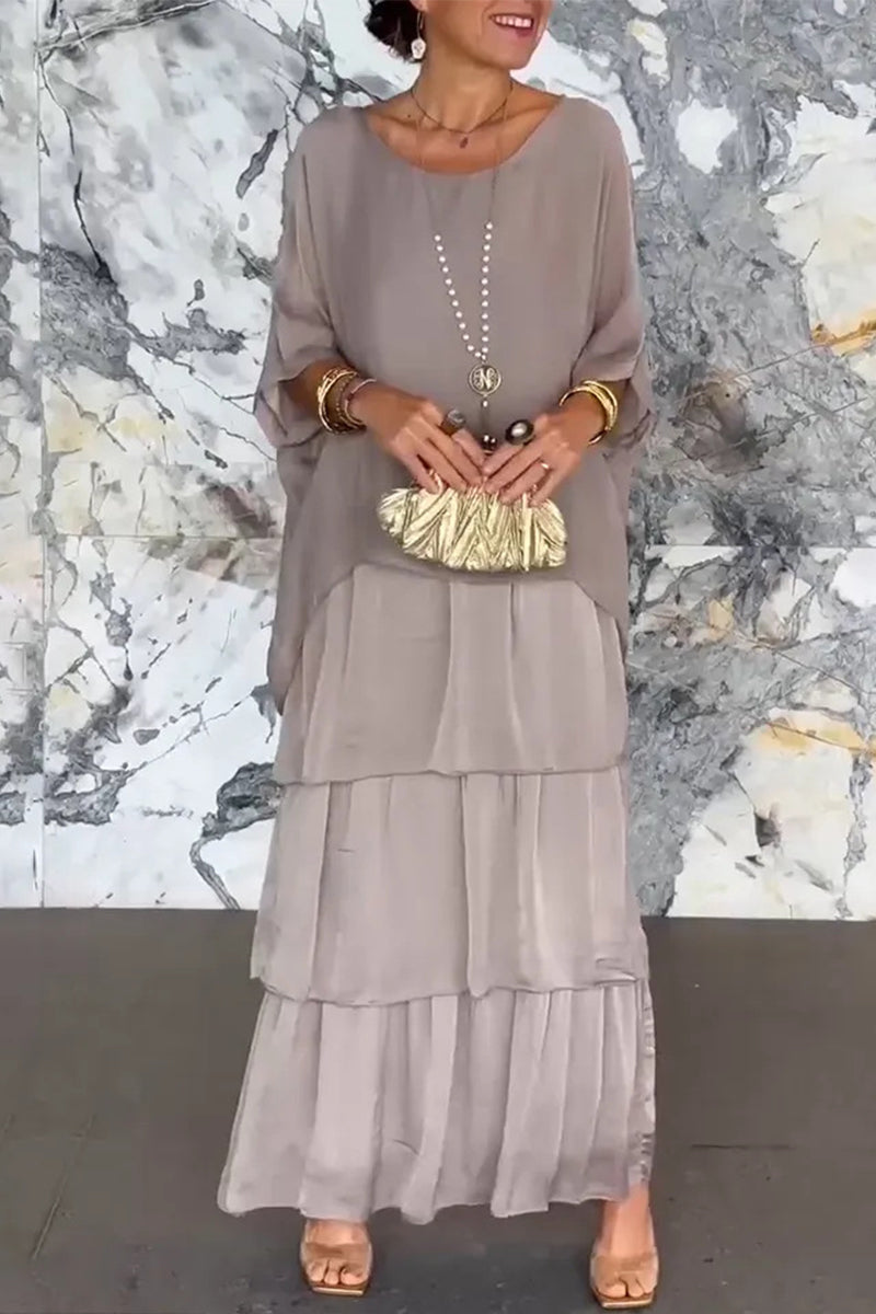 Elegant Solid Flounce O Neck A Line Dresses - Buy two and get free shipping