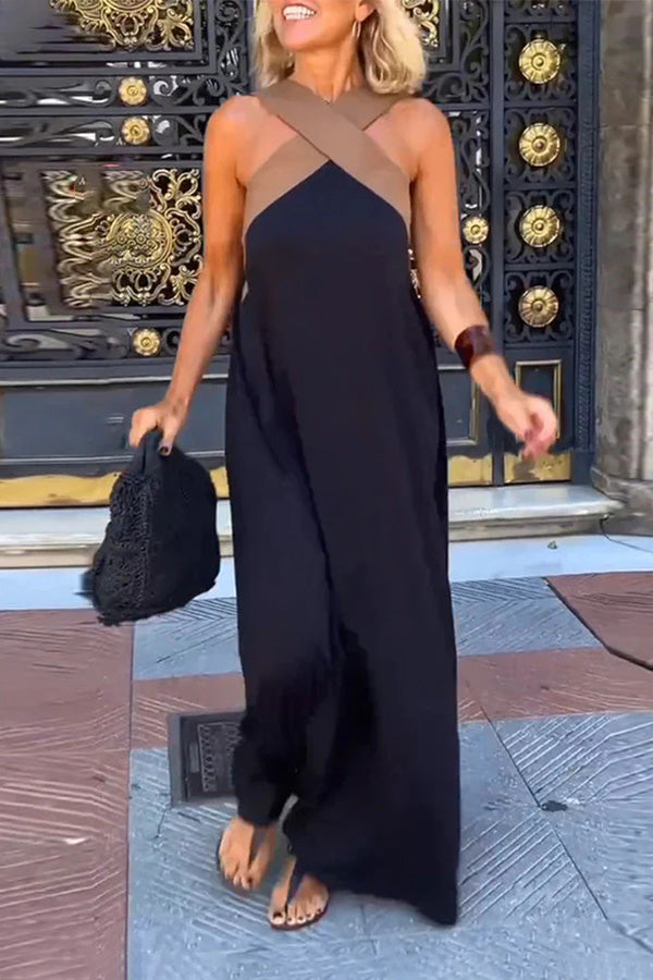 Women's cross backless sleeveless dress