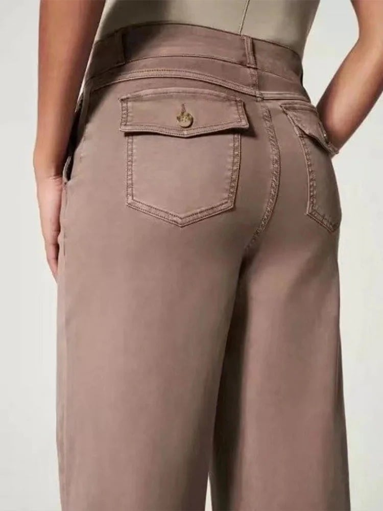 😍Tummy Control Twill Cropped Wide Leg Pant(Buy 2 Free Shipping)