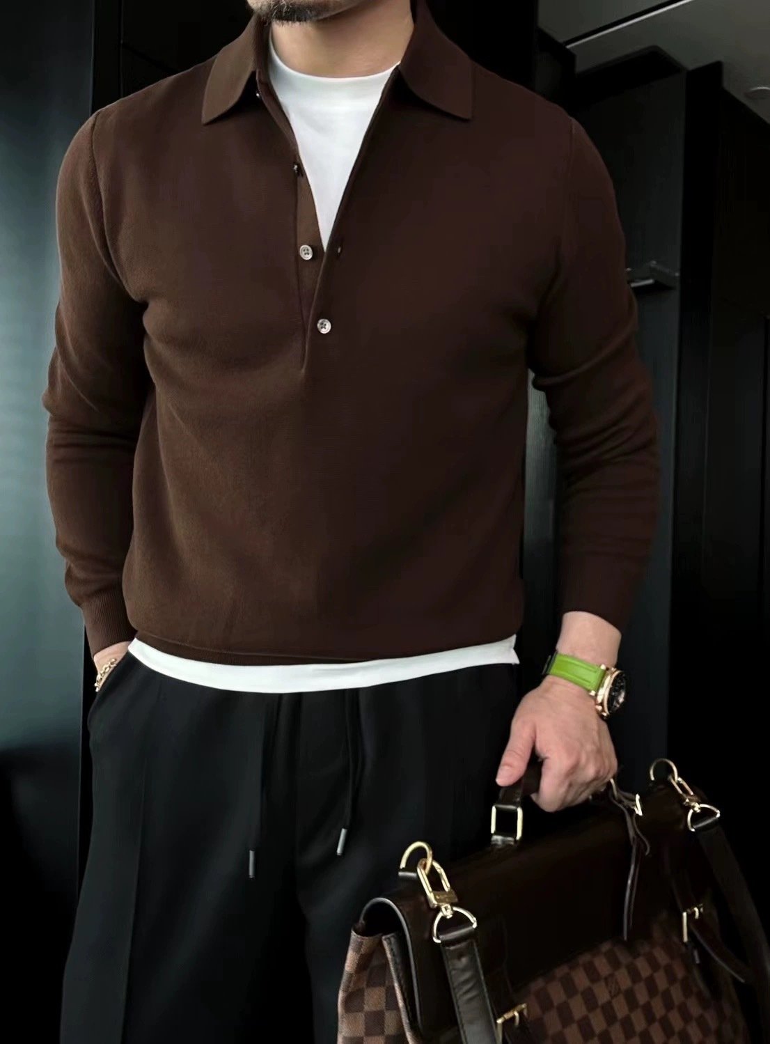 Men's Long Sleeve Knitted Polo Sweater (Buy 2 Free Shipping)