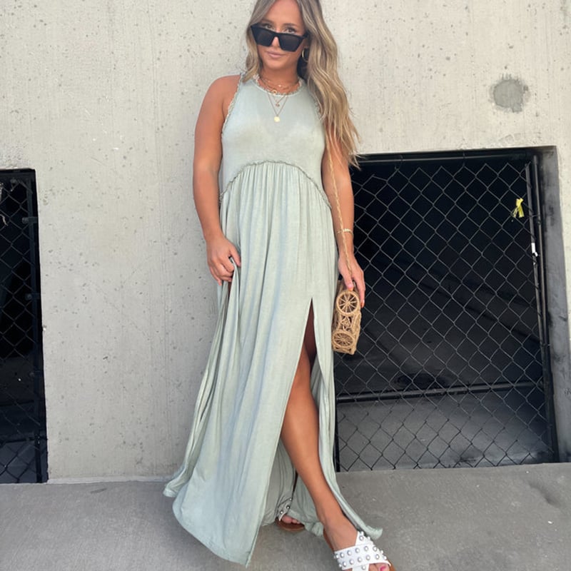 💓Slit Casual Simple Loose Maxi Long Dress
