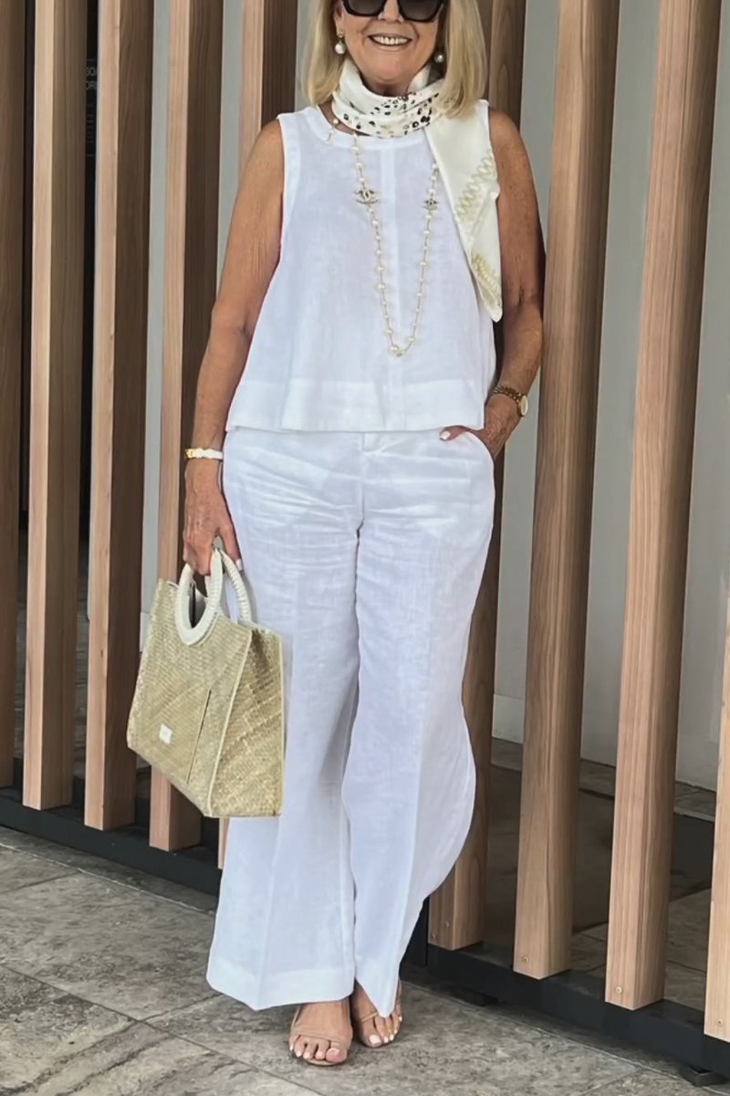 Limited time offerš„Cotton and linen sleeveless suit