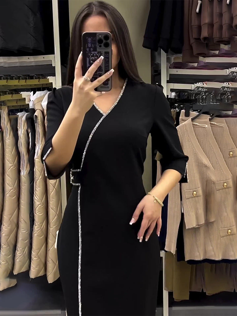 V-neck Slim Fit Temperament Dress