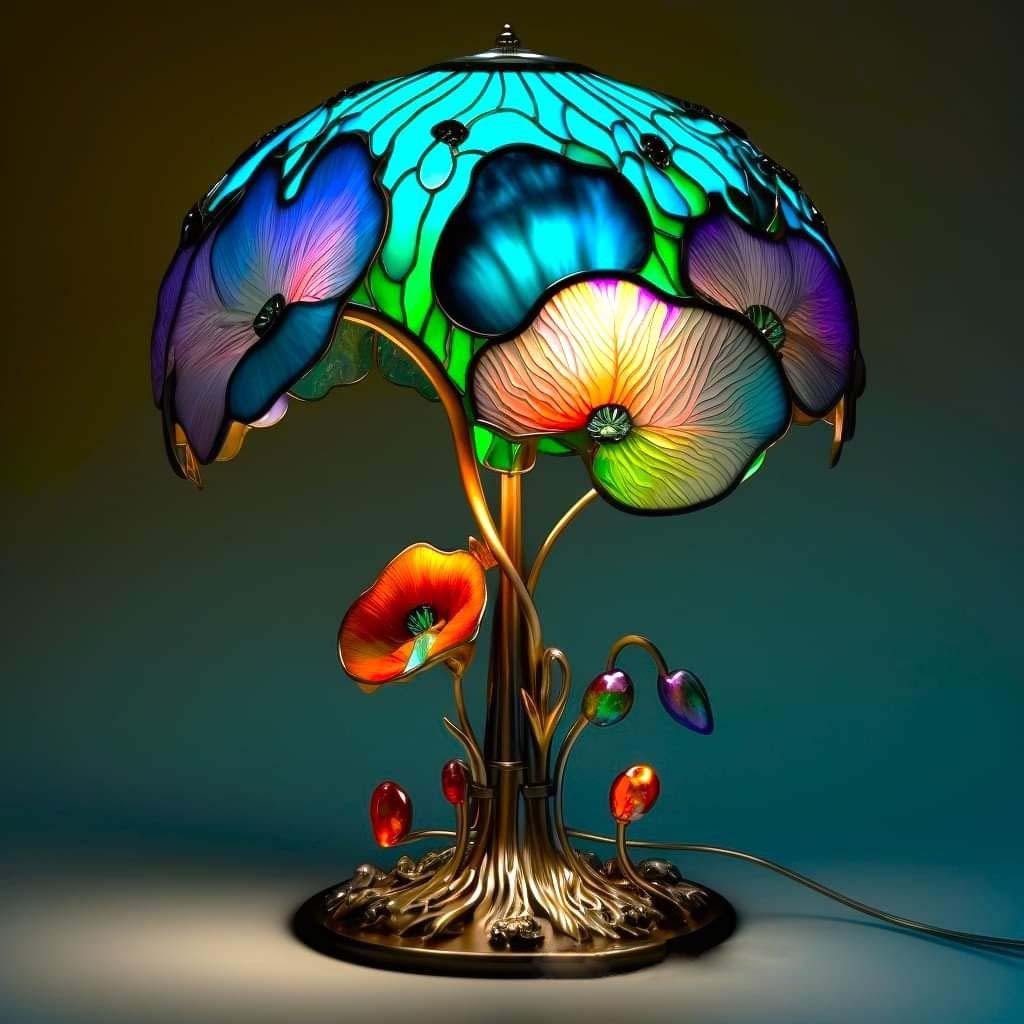Stained Resin Plant Series Table Lamp