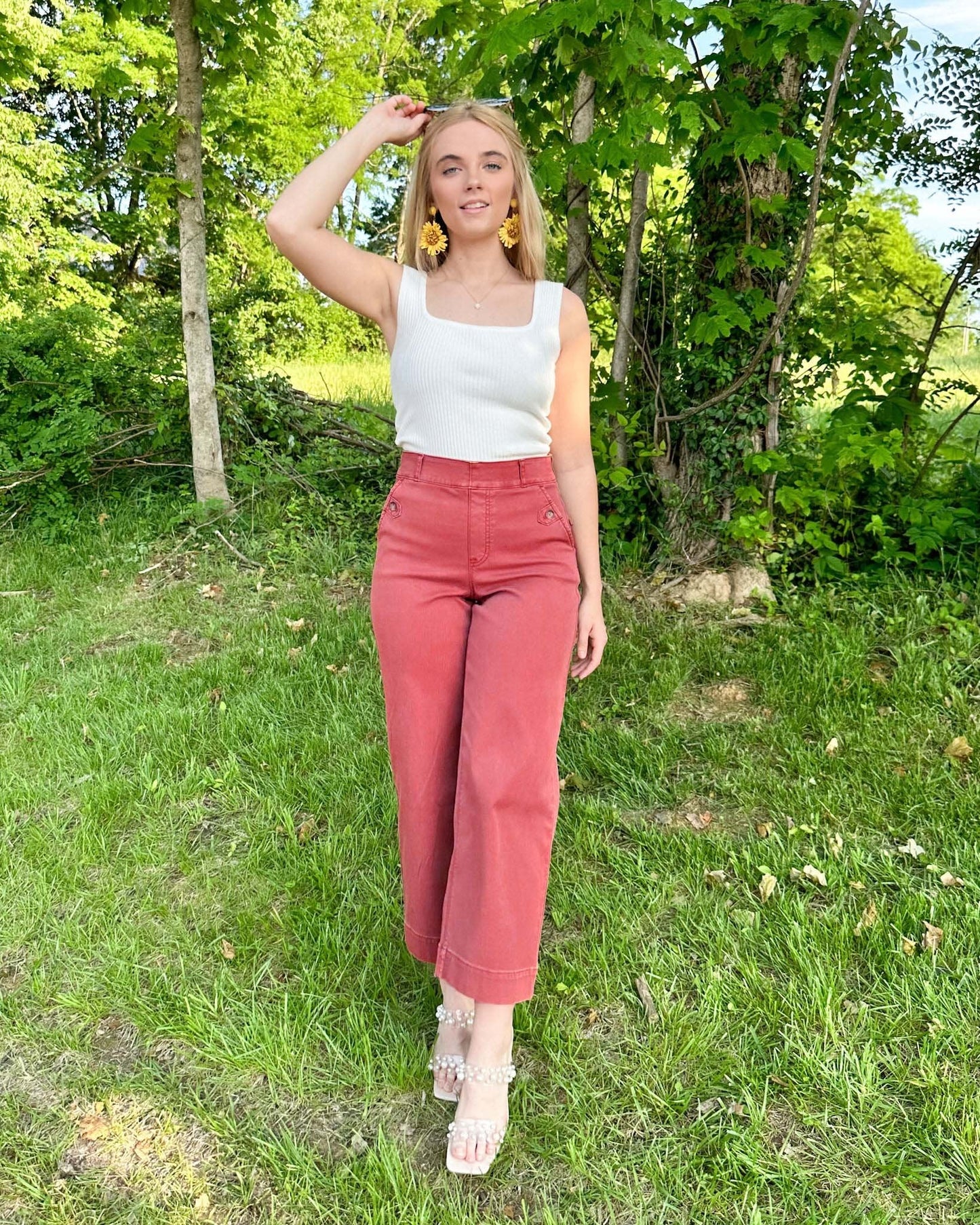 😍Tummy Control Twill Cropped Wide Leg Pant(Buy 2 Free Shipping)