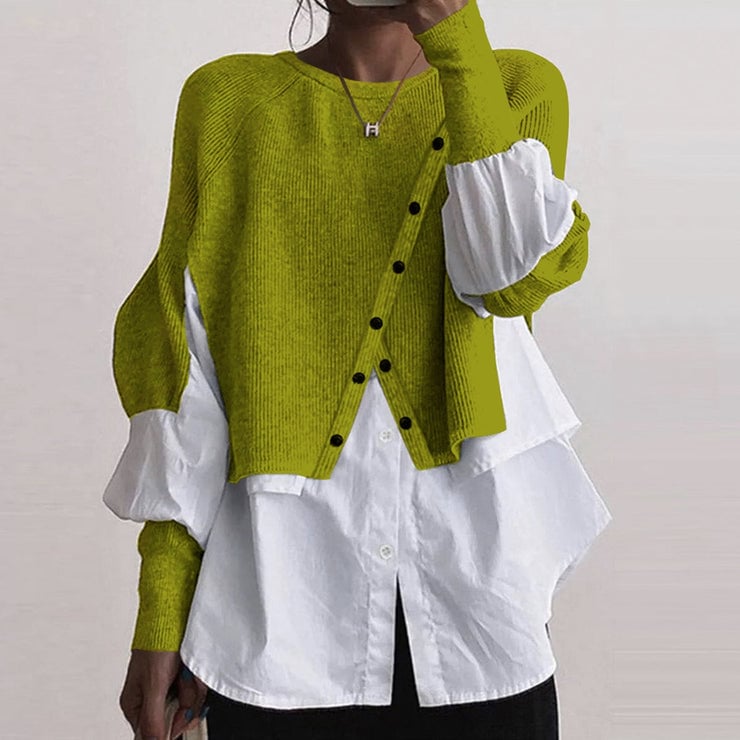 Knit White Blouse Sweater
