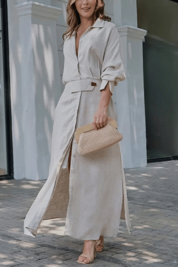 ๐49% OFF๐2025 Cotton And Linen Solid Color Maxi Dress