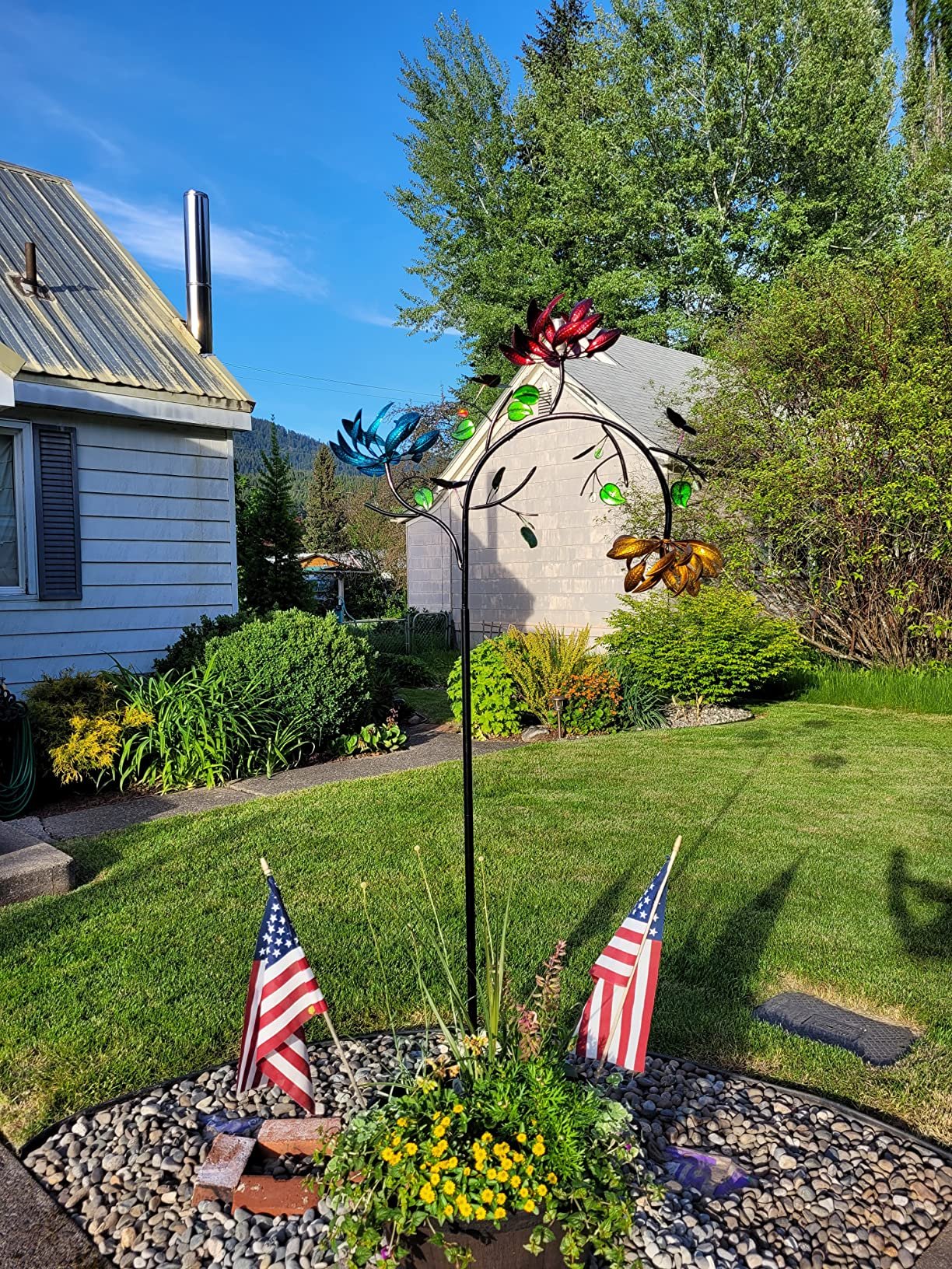 🔥70% OFF -Beautiful Summer Multi Colored Flowers Wind Spinner
