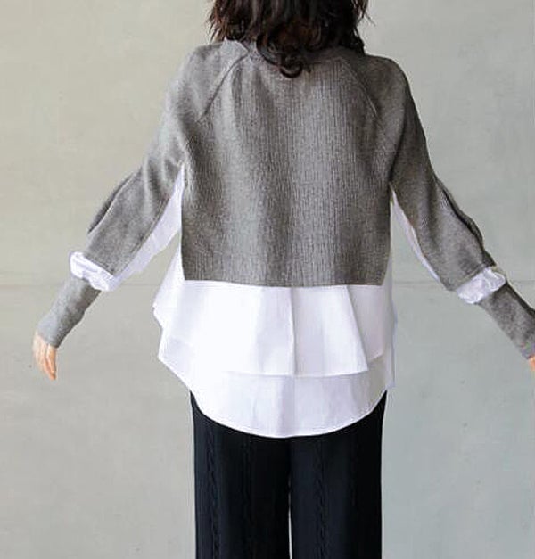 Knit White Blouse Sweater