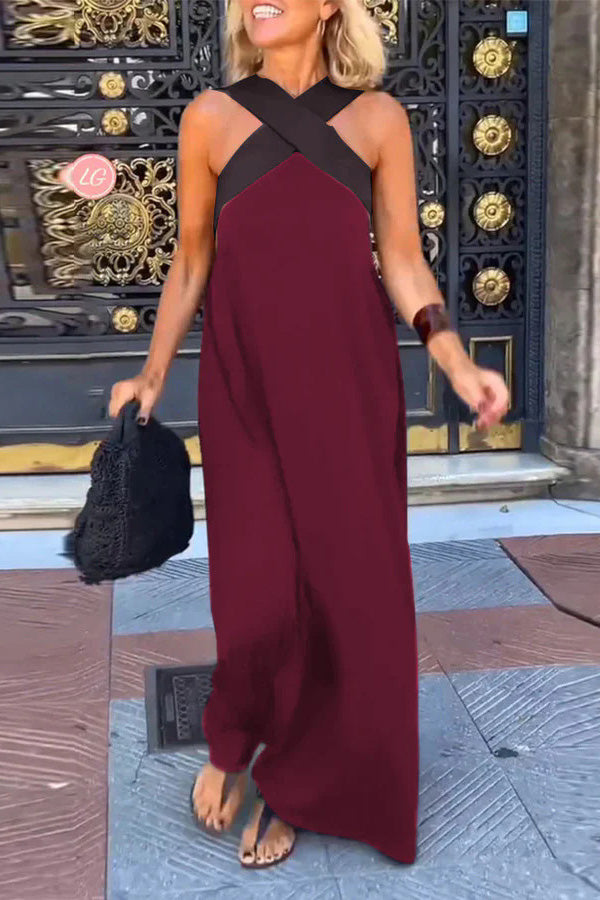 Women's cross backless sleeveless dress