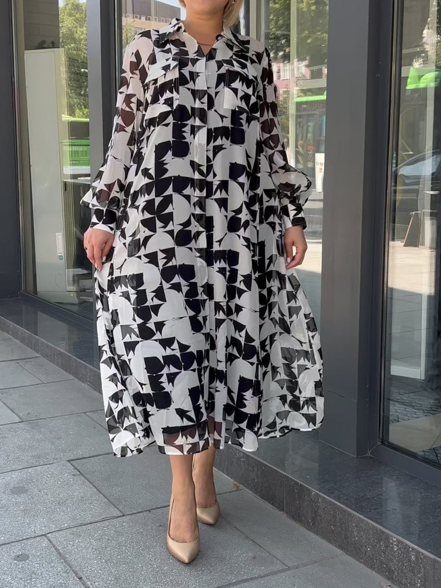 Classic Black White Shirt Dress