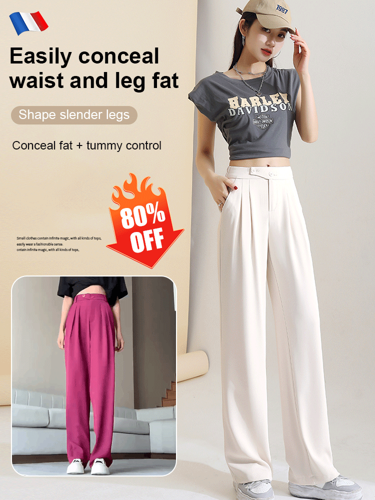 Figure-flattering versatile high-waisted wide leg trousers(Buy 2 pieces for free shipping)