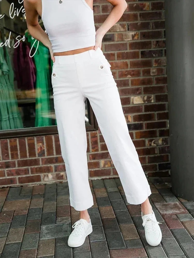 😍Tummy Control Twill Cropped Wide Leg Pant(Buy 2 Free Shipping)