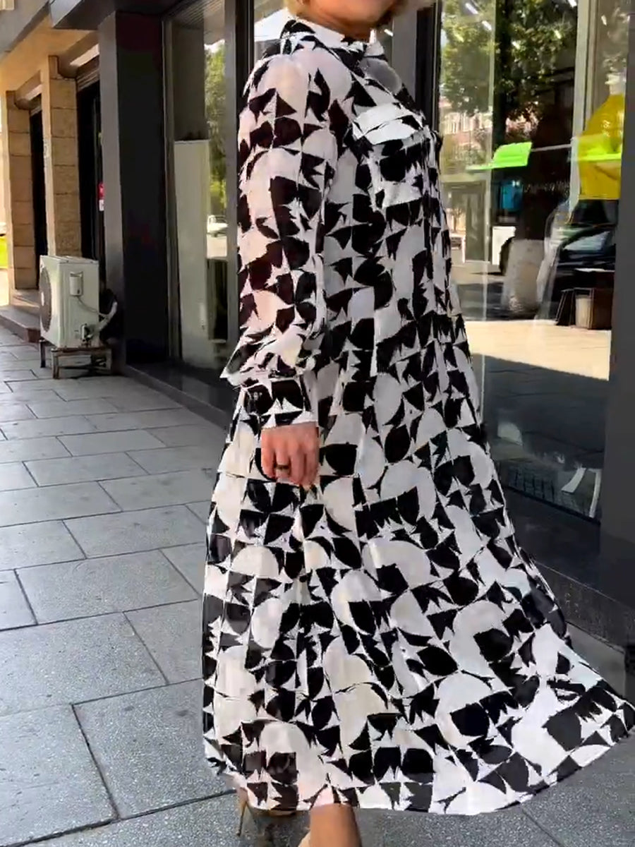 Classic Black White Shirt Dress