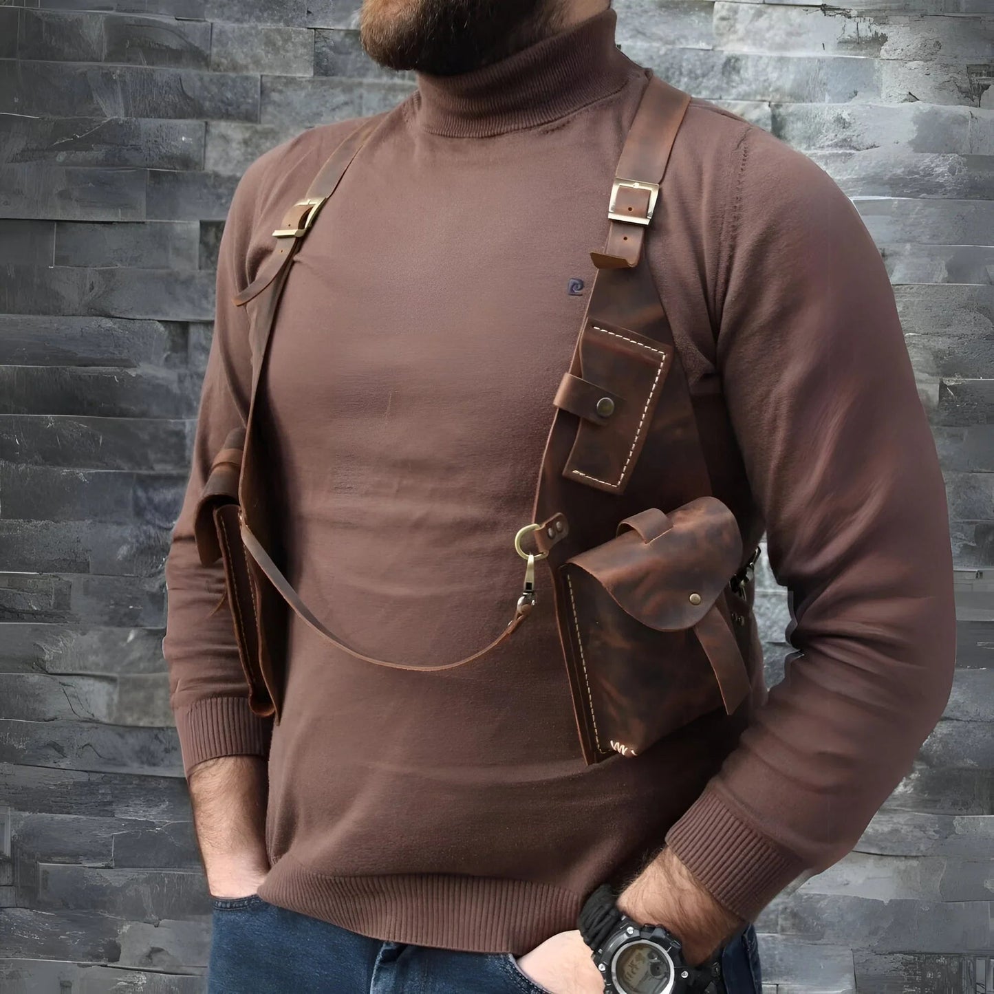 🦺new leather anti theft harness