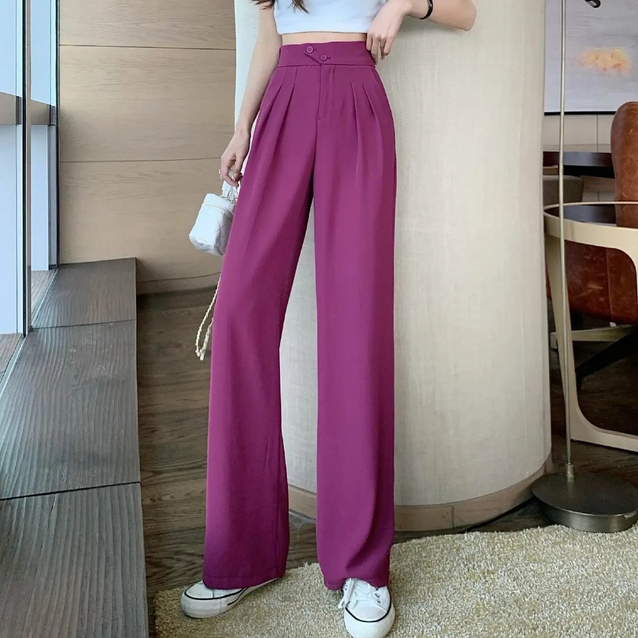 Figure-flattering versatile high-waisted wide leg trousers(Buy 2 pieces for free shipping)