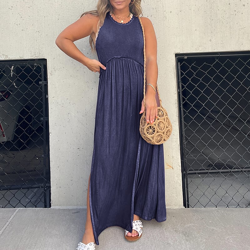 💓Slit Casual Simple Loose Maxi Long Dress