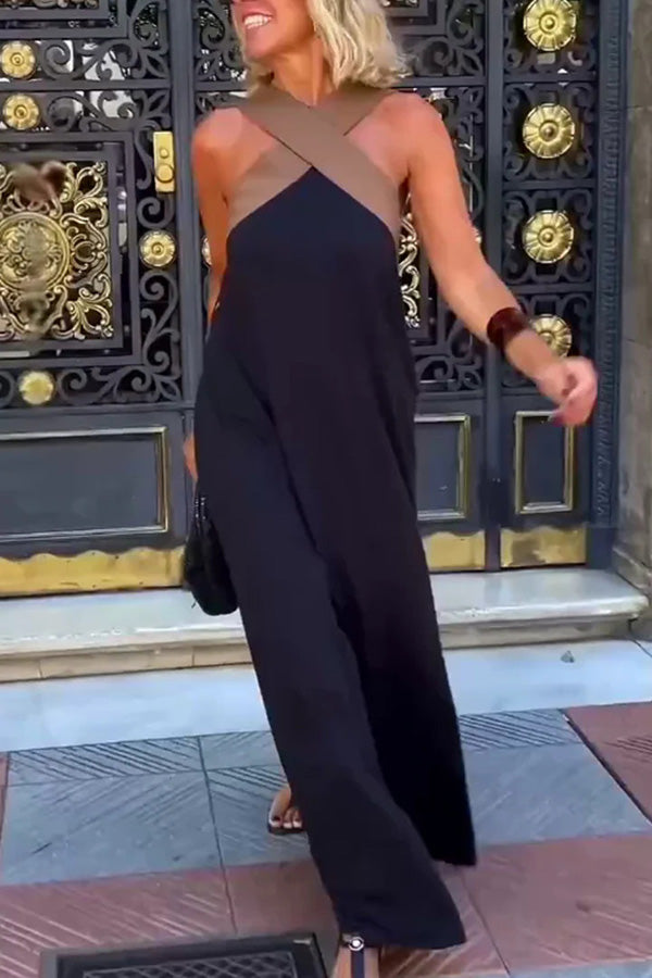 Women's cross backless sleeveless dress