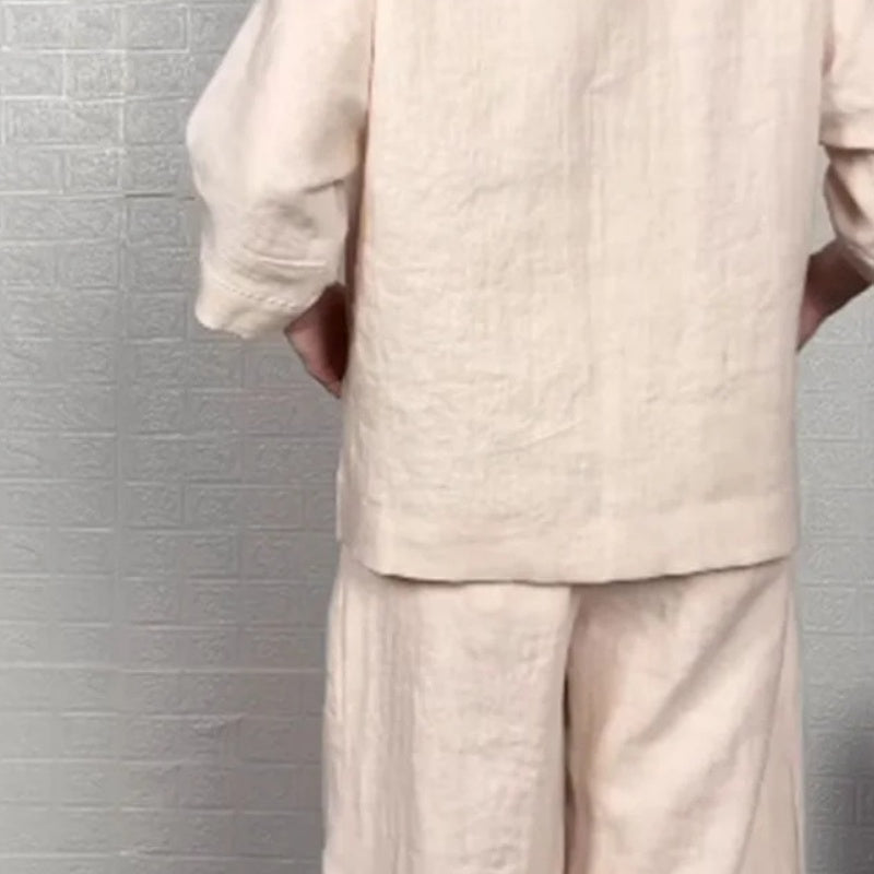 🌺Irregular Hem Cotton Linen Short Sleeve Casual 2-Piece Set