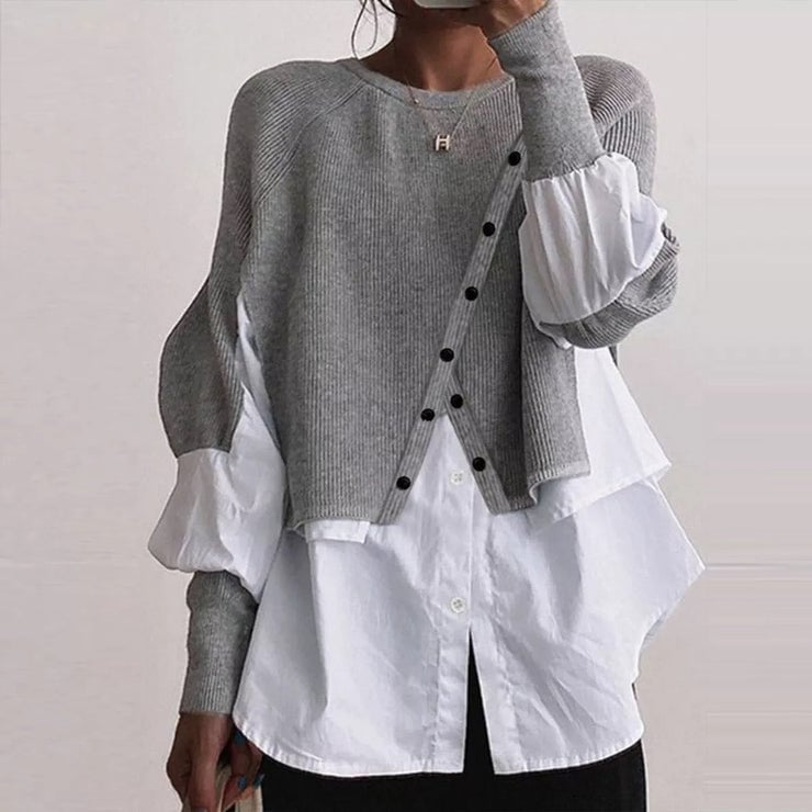 Knit White Blouse Sweater
