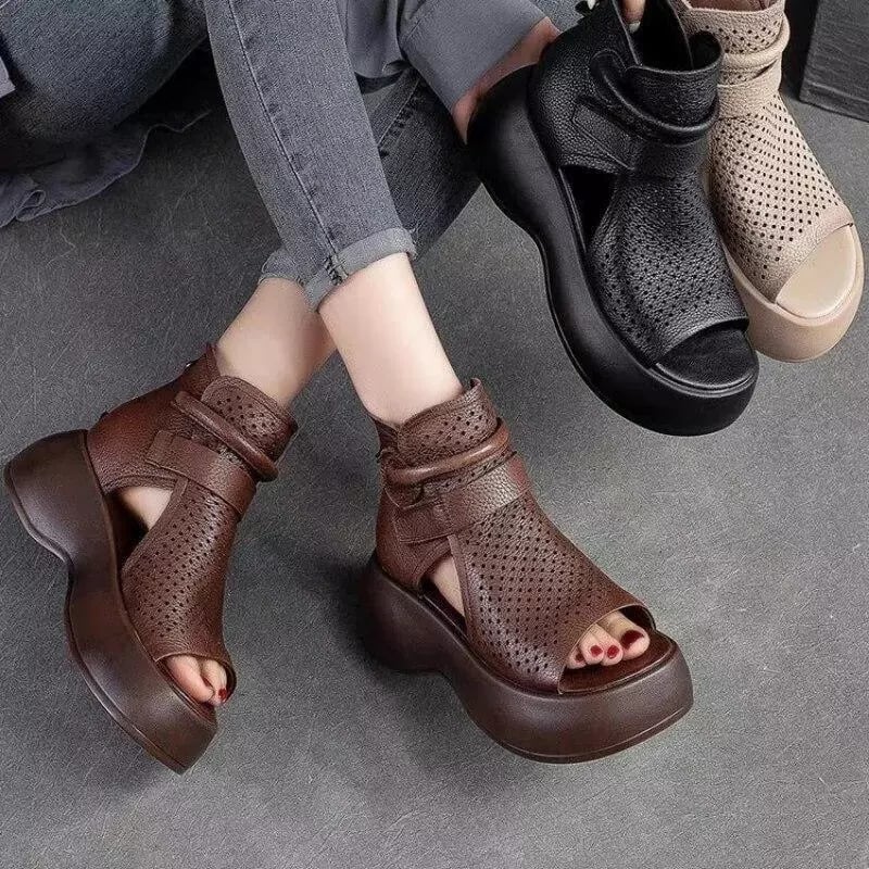 2025 Newest Women's Retro Soft PU Leather Sandalias