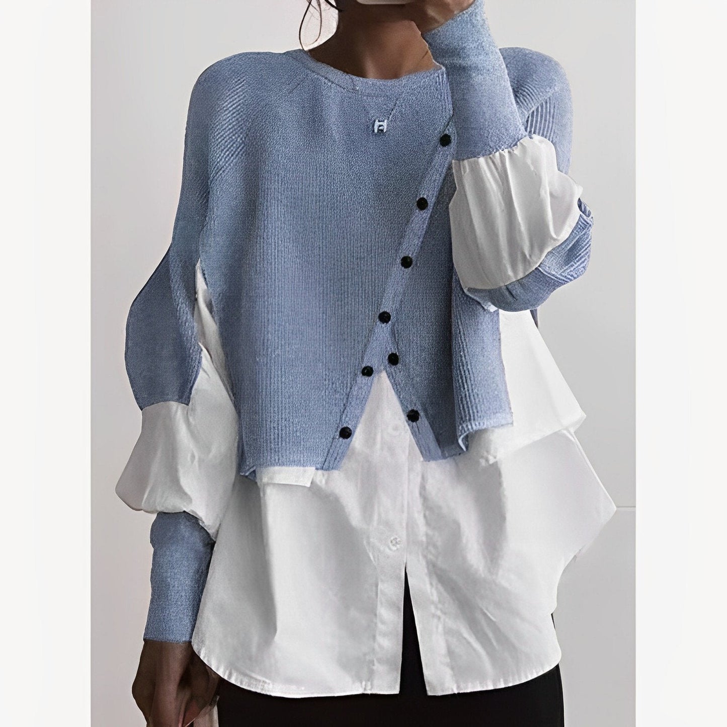 Knit White Blouse Sweater
