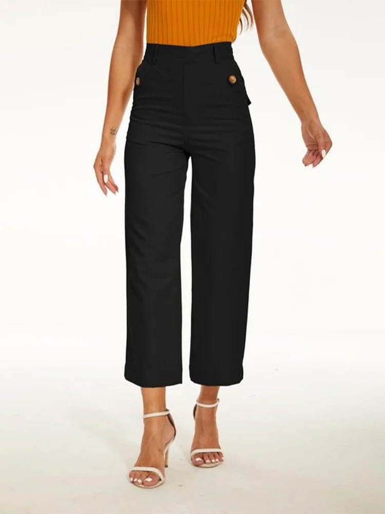 😍Tummy Control Twill Cropped Wide Leg Pant(Buy 2 Free Shipping)