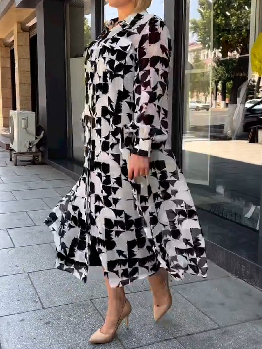Classic Black White Shirt Dress