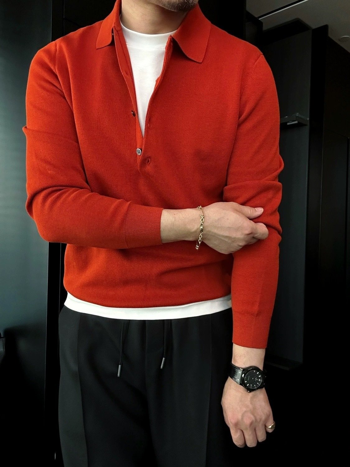 Men's Long Sleeve Knitted Polo Sweater (Buy 2 Free Shipping)