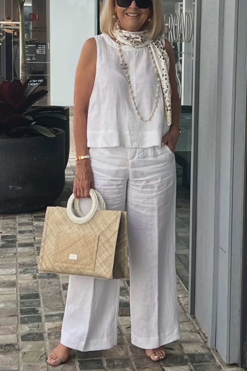 Limited time offerš„Cotton and linen sleeveless suit
