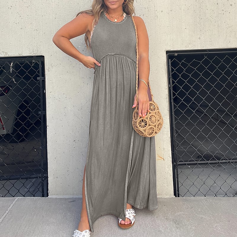 💓Slit Casual Simple Loose Maxi Long Dress