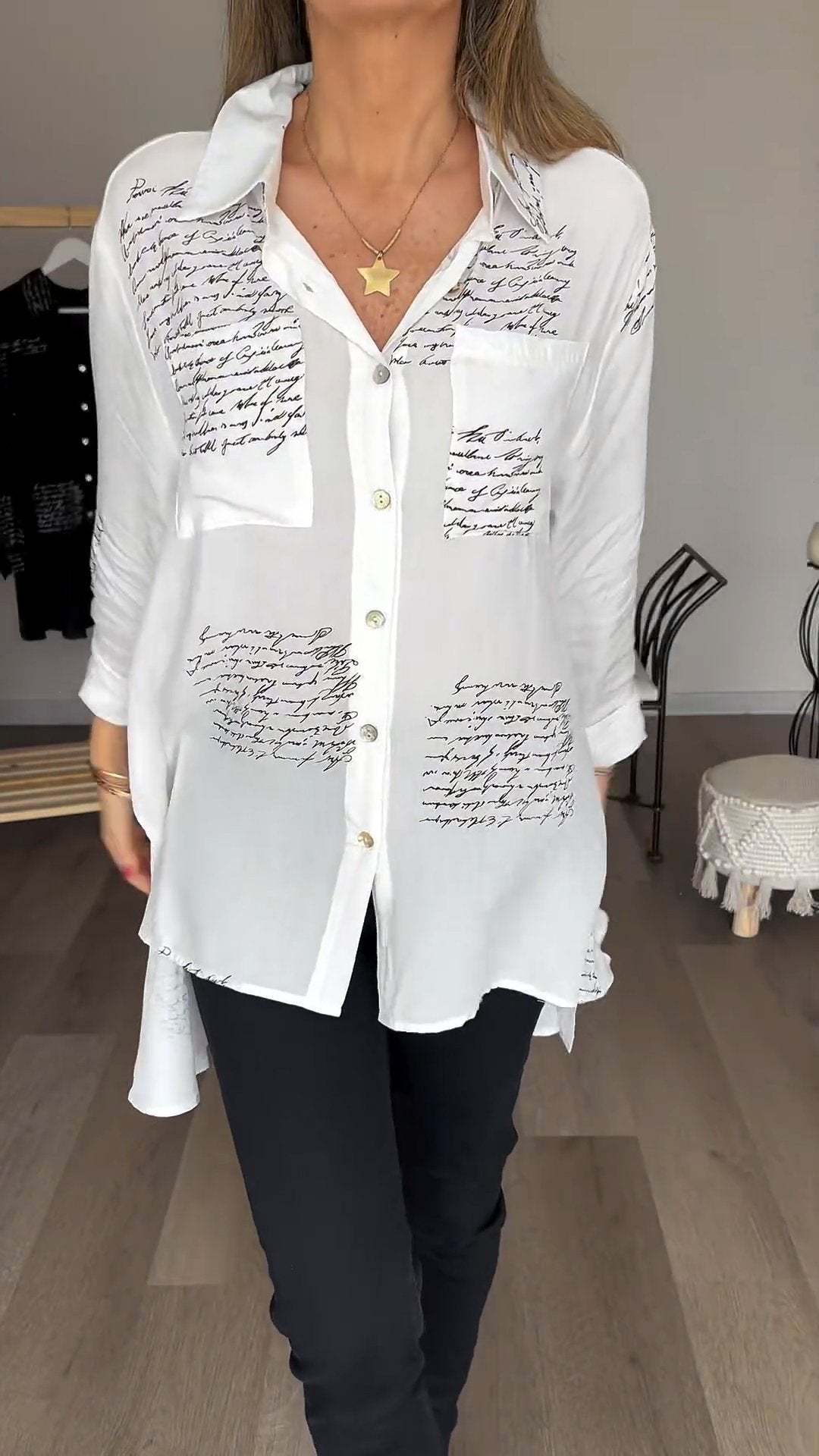2025 new model Letter Print Fashion Lapel Shirt (Buy 2 Free Shipping)