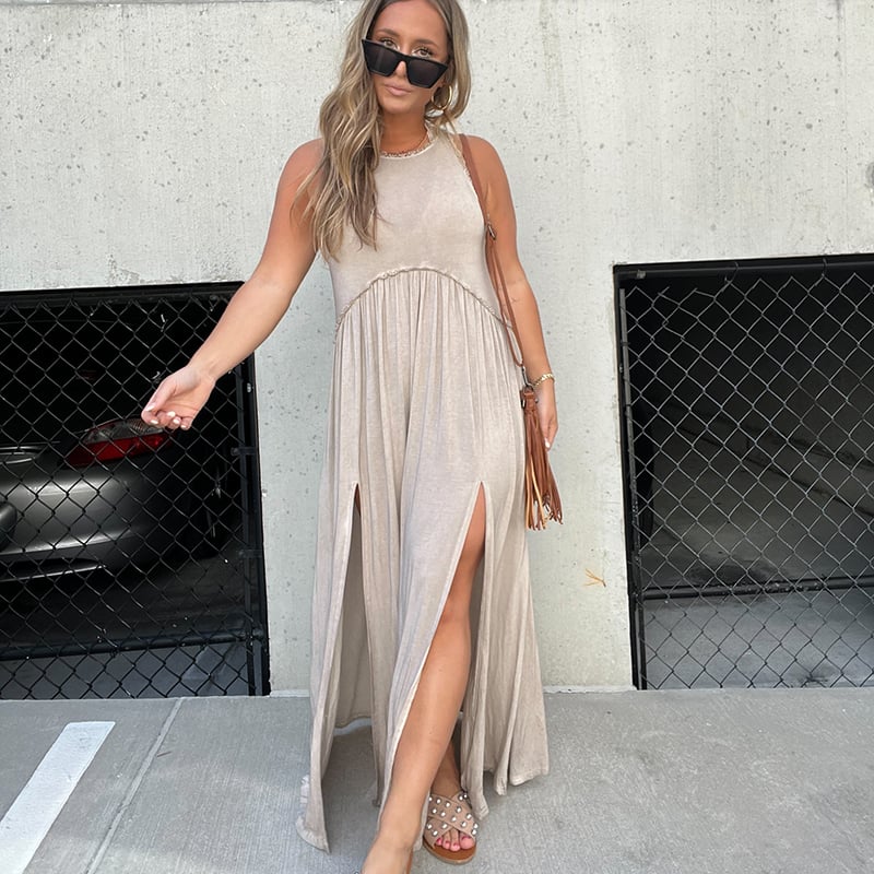 💓Slit Casual Simple Loose Maxi Long Dress