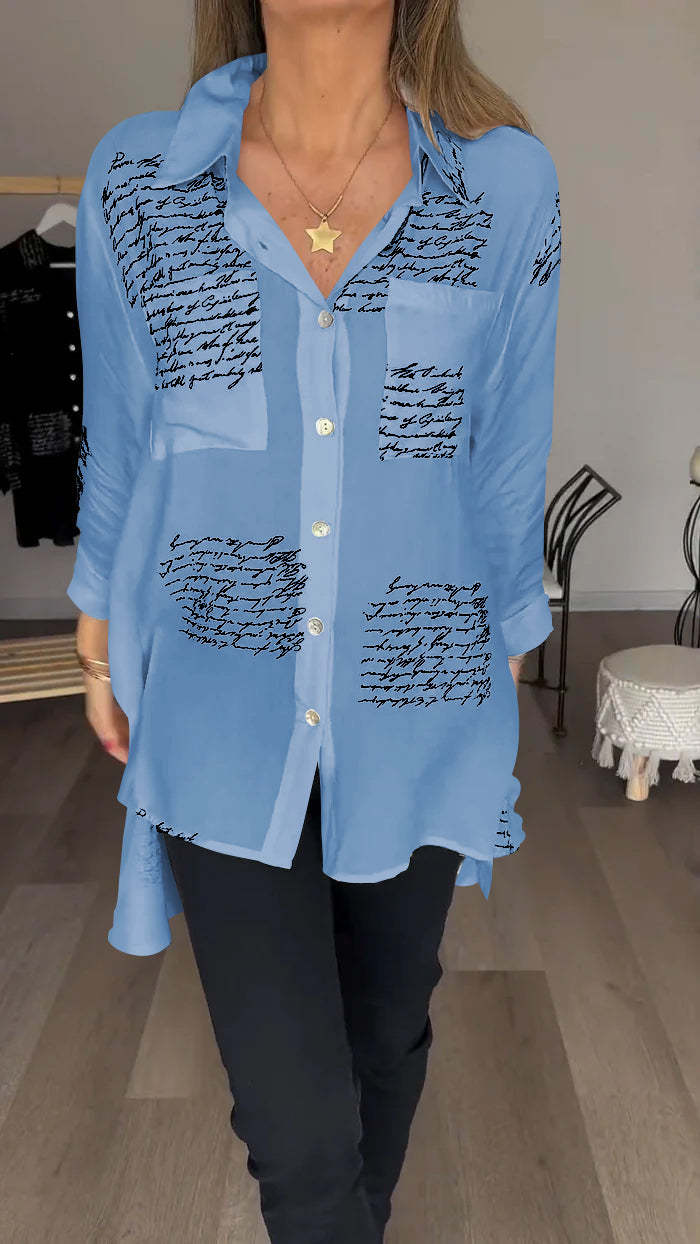 2025 new model Letter Print Fashion Lapel Shirt (Buy 2 Free Shipping)