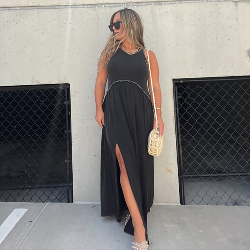 💓Slit Casual Simple Loose Maxi Long Dress