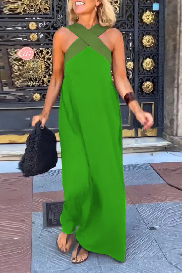 Women's cross backless sleeveless dress