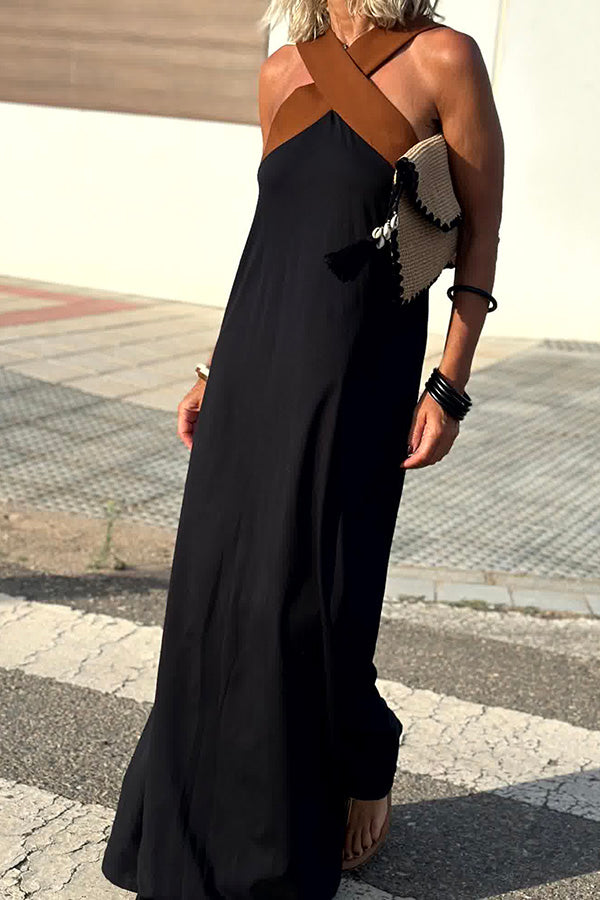 Women's cross backless sleeveless dress
