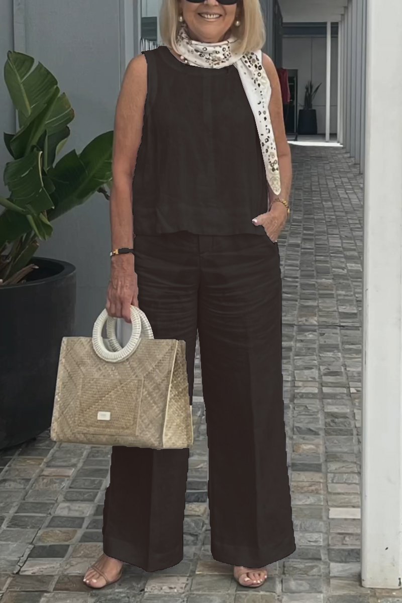 Limited time offerš„Cotton and linen sleeveless suit