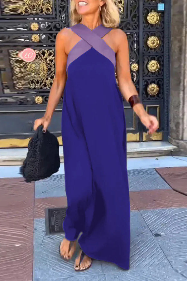 Women's cross backless sleeveless dress