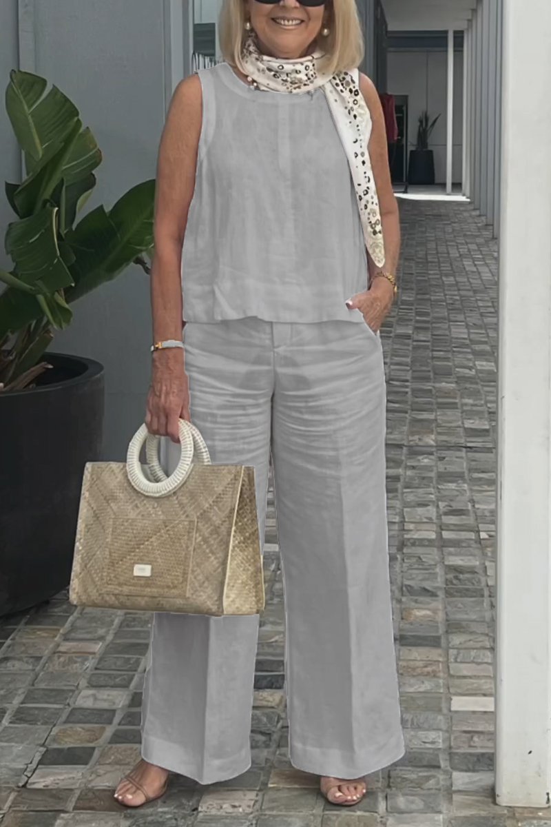 Limited time offerš„Cotton and linen sleeveless suit