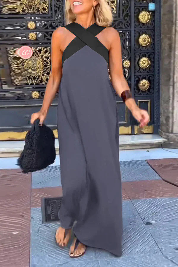 Women's cross backless sleeveless dress