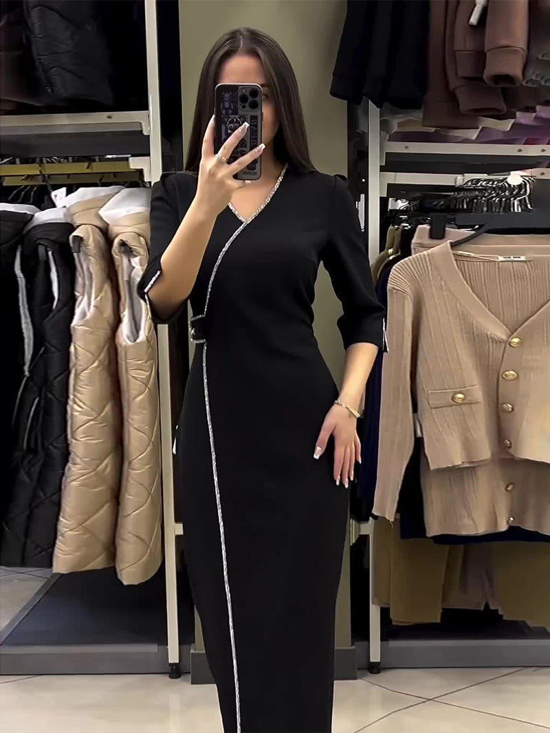 V-neck Slim Fit Temperament Dress