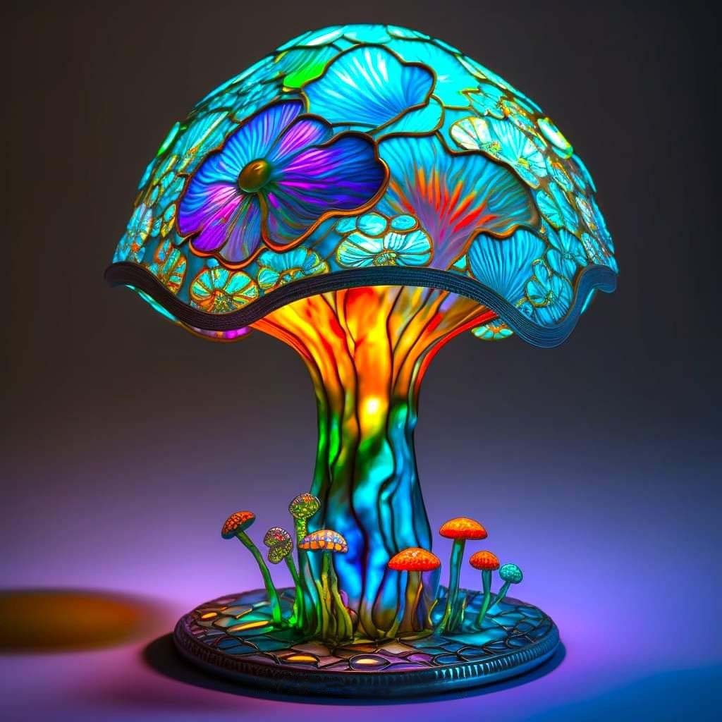 Stained Resin Plant Series Table Lamp
