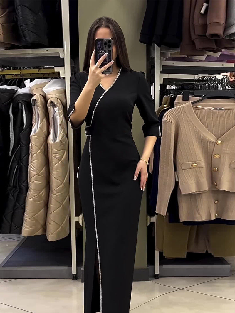 V-neck Slim Fit Temperament Dress