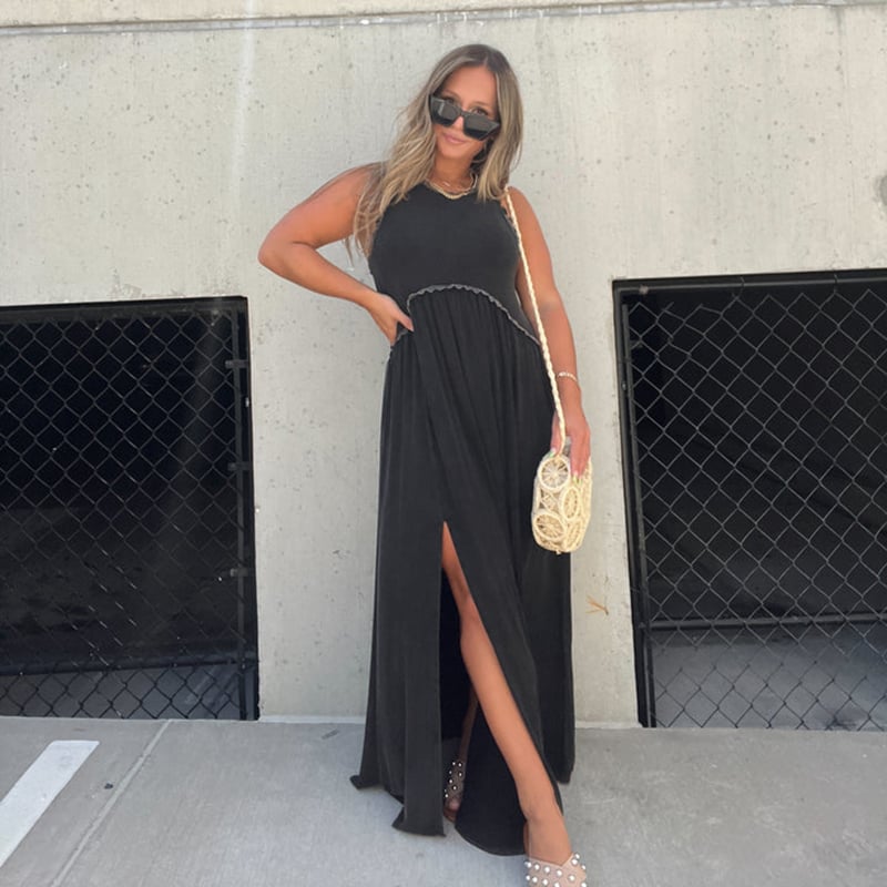 💓Slit Casual Simple Loose Maxi Long Dress