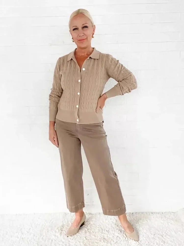 😍Tummy Control Twill Cropped Wide Leg Pant(Buy 2 Free Shipping)