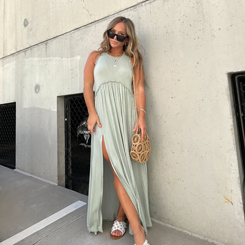 💓Slit Casual Simple Loose Maxi Long Dress