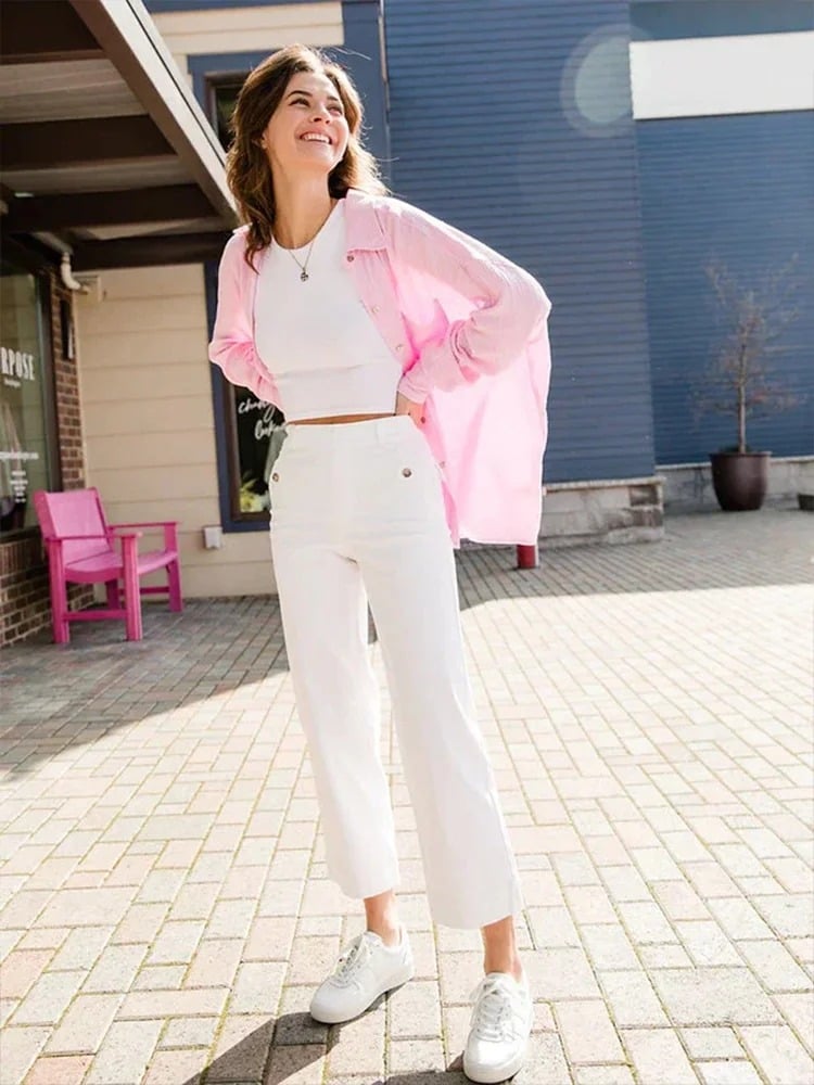 😍Tummy Control Twill Cropped Wide Leg Pant(Buy 2 Free Shipping)