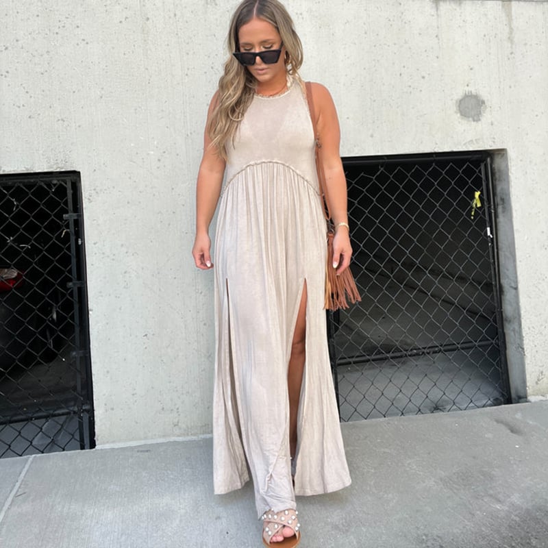 💓Slit Casual Simple Loose Maxi Long Dress