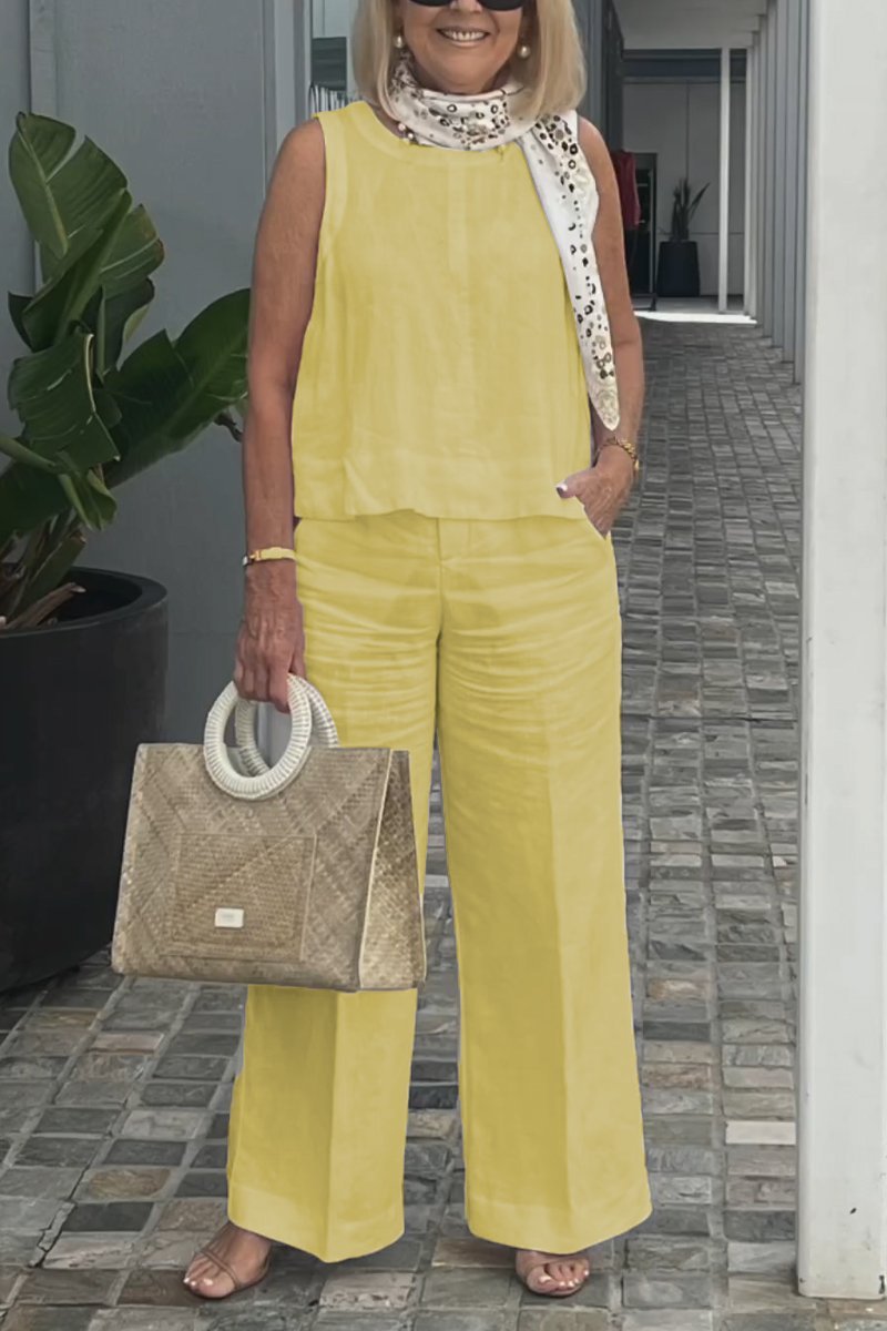 Limited time offerš„Cotton and linen sleeveless suit